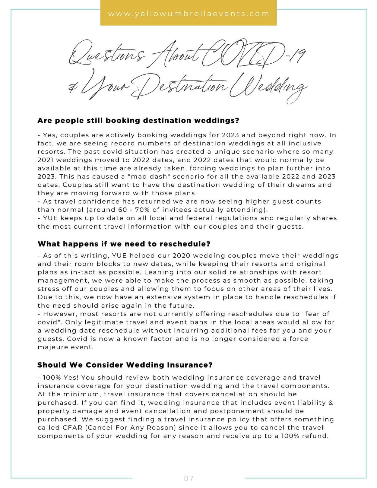 Guide Yellow Umbrella Events