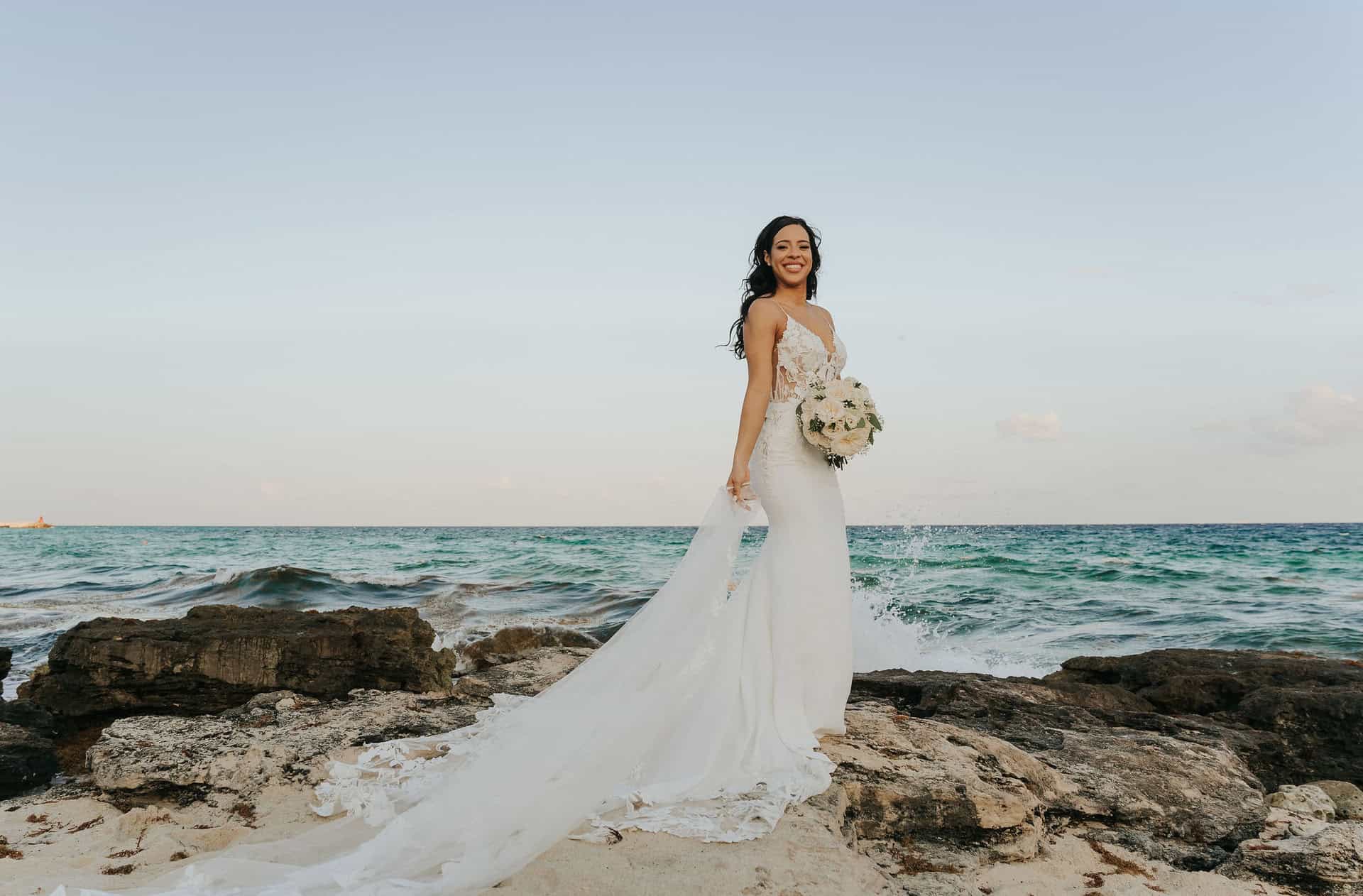 Julie Roman Photo at the beach of Hotel Xcaret for Yellow Umbrella Events